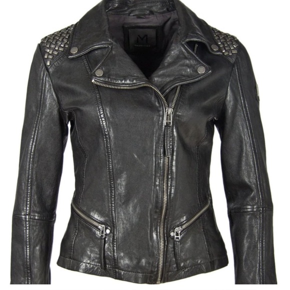 NWT MAURITIUS BLACK LEATHER STUDDED JACKET XS - Picture 2 of 14